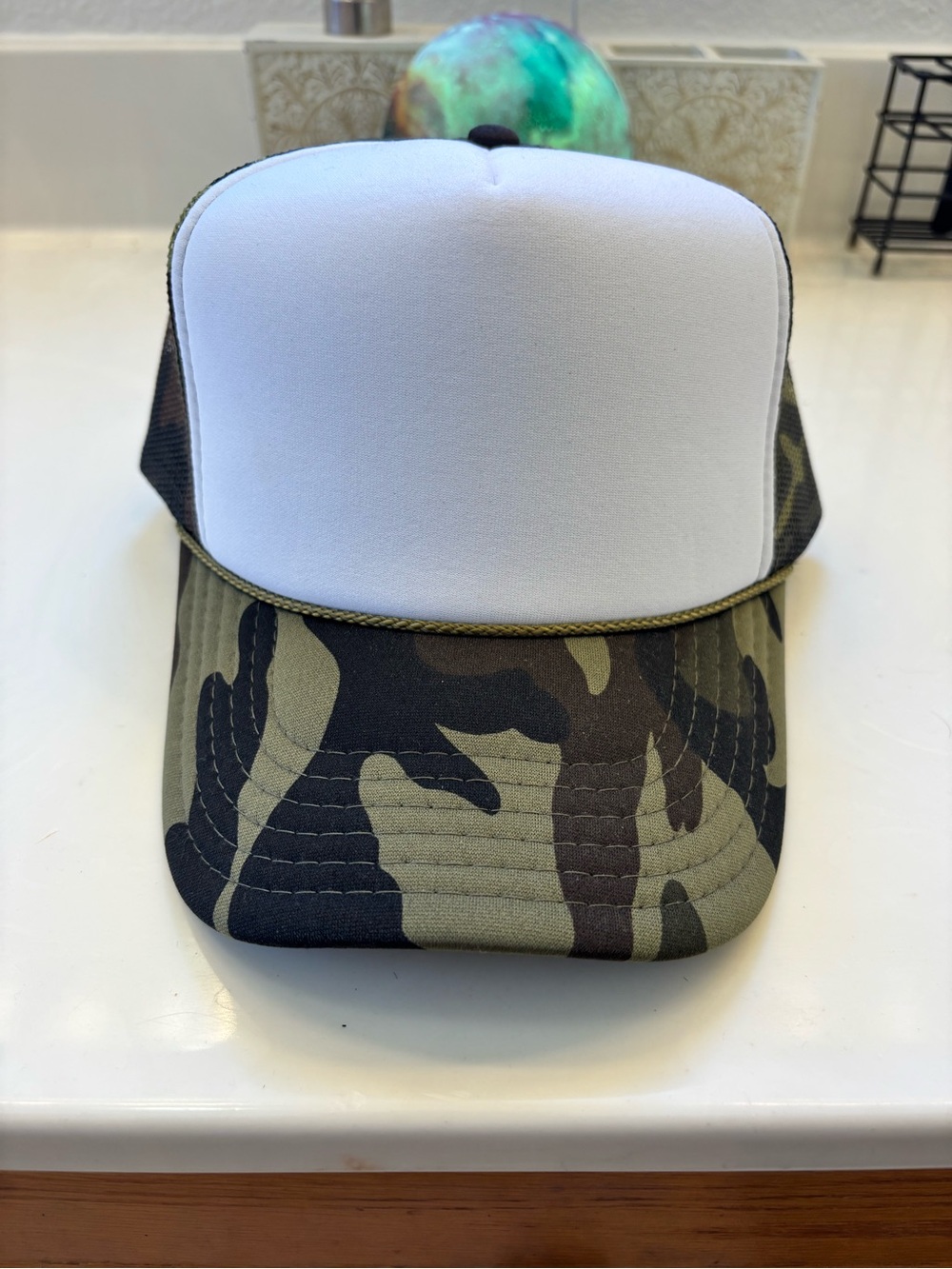 OTTO Camo Trucker Hat with White Front Panel